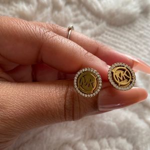 Michael Kors Pave Gold Logo Earrings